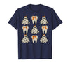 Dentist Dental Halloween Costume Tee Gifts Floral Ghost Teeth Dental Dentist Halloween Costume T-Shirt - Navy Blue