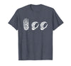 Deaf Halloween ASL Costume Boo Hands ASL Halloween Skeleton Hand American Sign Language Boo T-Shirt - Heather Blue