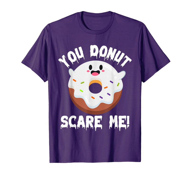 Donut Halloween Shirt Halloween Donut Costume Kids Men Women Doughnut Scare Me T-Shirt - Purple