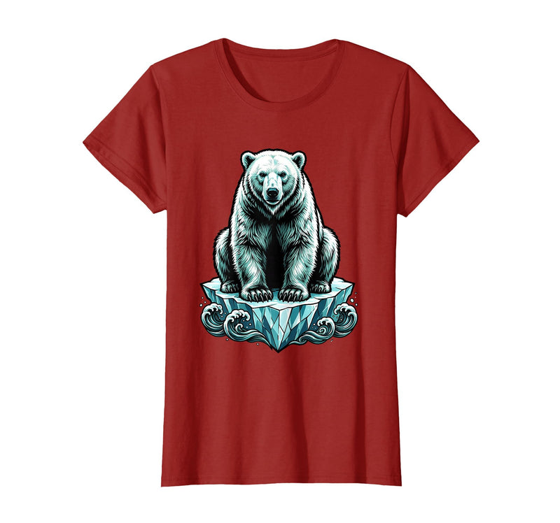 Mademark Polar Bear Lone Ice Floe Arctic Drift Illustration T-Shirt - Cranberry Red