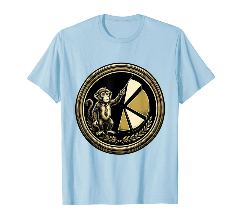 Mademark Monkey Business Pie Chart Funny Graphic Tee T-Shirt - Men - Baby Blue