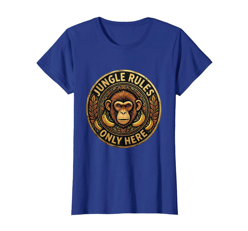Mademark Monkey Jungle Rules Only Here Graphic Design T-Shirt - Women - Royal Blue