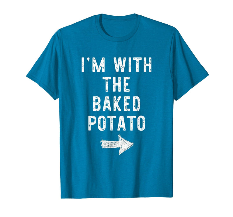 Im With The Baked Potato Halloween Costume I’m with The Baked Potato Funny Halloween Couple Costume T-Shirt - Sapphire Blue