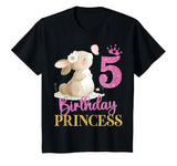 Kids 5th Birthday Rabbit Princess Girl Bunny 5 Years Old T-Shirt in Black