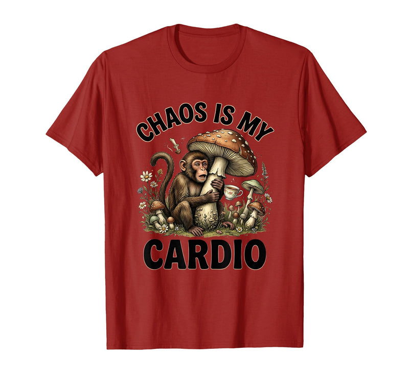 Mademark Chaos Is My Cardio Funny Monkey Design T-Shirt - Men - Cranberry Red
