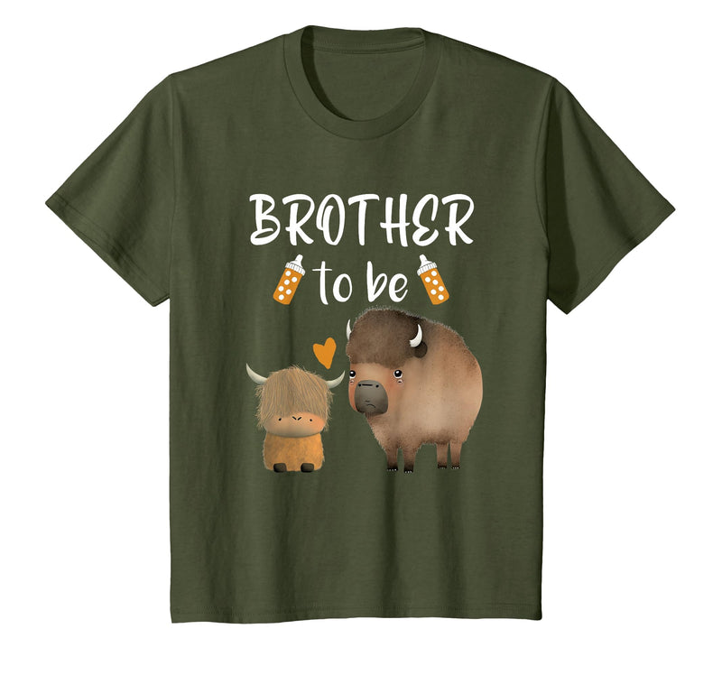 Cute Animal Buffalo Baby Shower For Brother To Be Brother to Be Buffalo Baby Shower Bison for Boy Or Girl T-Shirt - Olive