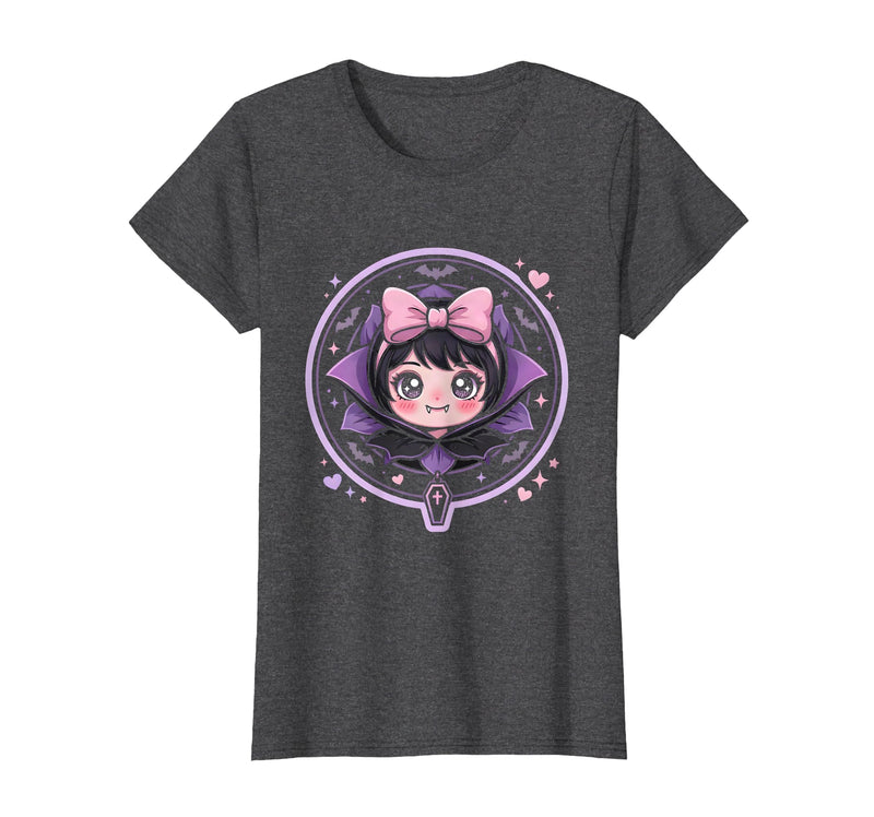 Mademark Women's Cute Vampire Girl Halloween Graphic Design T-Shirt - Dark Heather Grey