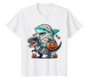 Funny Shark Dinosaur Halloween Kids Boys Tees Shark Riding Dinosaur T-rex Funny Halloween Pumpkin Boys Kid T-Shirt - White