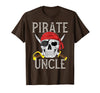 Pirate Family Apparel Pirate Uncle Jolly Roger Flag Skull Family Pirates T-Shirt - Brown
