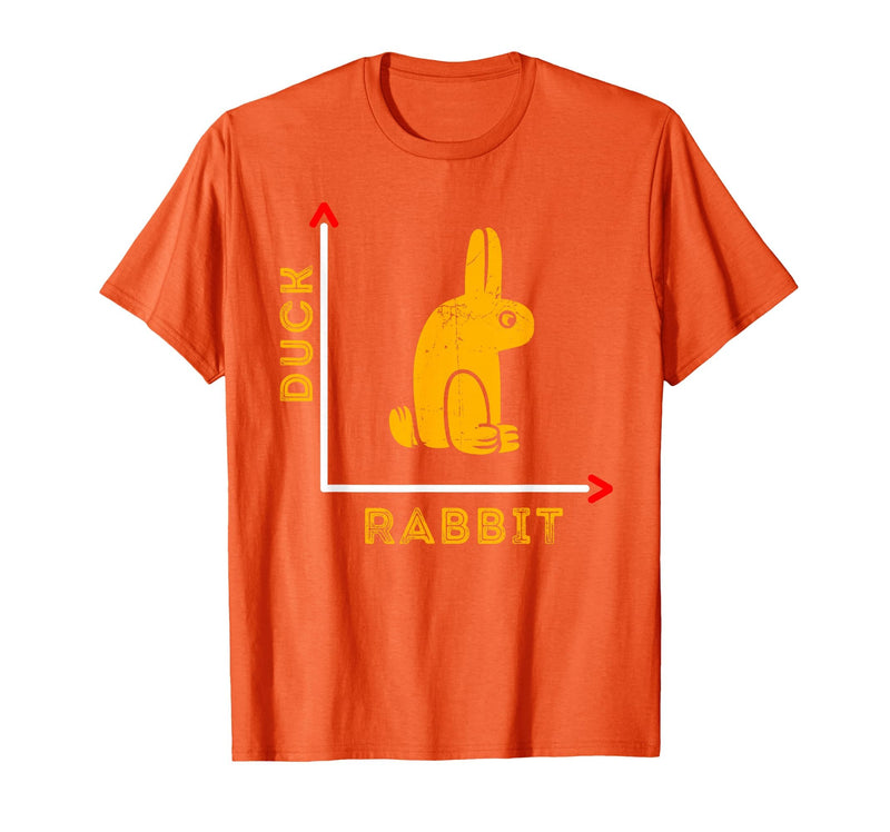 Wittgensteins Rabbit Duck Illusion Physics Nerd Math Geek T-Shirt in Orange