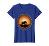 Mademark Elephant Silhouette Glowing Safari Sunset T-Shirt - Women - Royal Blue