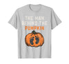 Halloween Pregnancy Announcement for Future Dad The Man Behind The Pumpkin Dad Halloween Pregnancy Reveal T-Shirt - Silver