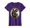 Mademark Baby Monkey Clinging to Mother's Back Design T-Shirt - Women - Purple