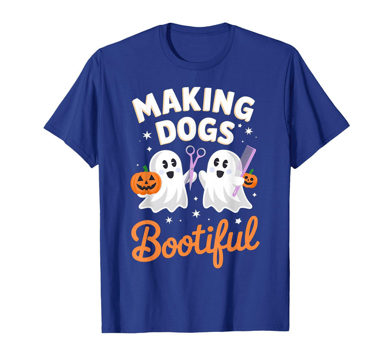 Dog Lover Spooky Grooming Groomer Attire Pet Groomer Funny Halloween Making Dogs Bootiful T-Shirt - Royal Blue
