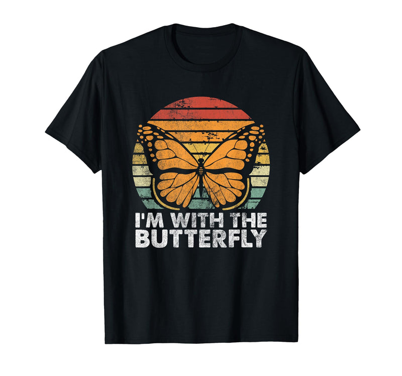 Im With Butterfly Halloween Costume Party Gift I'm with Butterfly Halloween Costume Matching Couples Party T-Shirt - Black