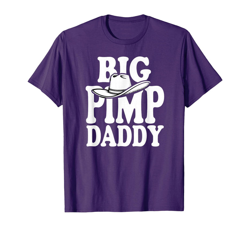 Humor Adult Dad Jokes Fathers Day Tees Big Pimp Daddy Halloween Costume T-Shirt - Purple