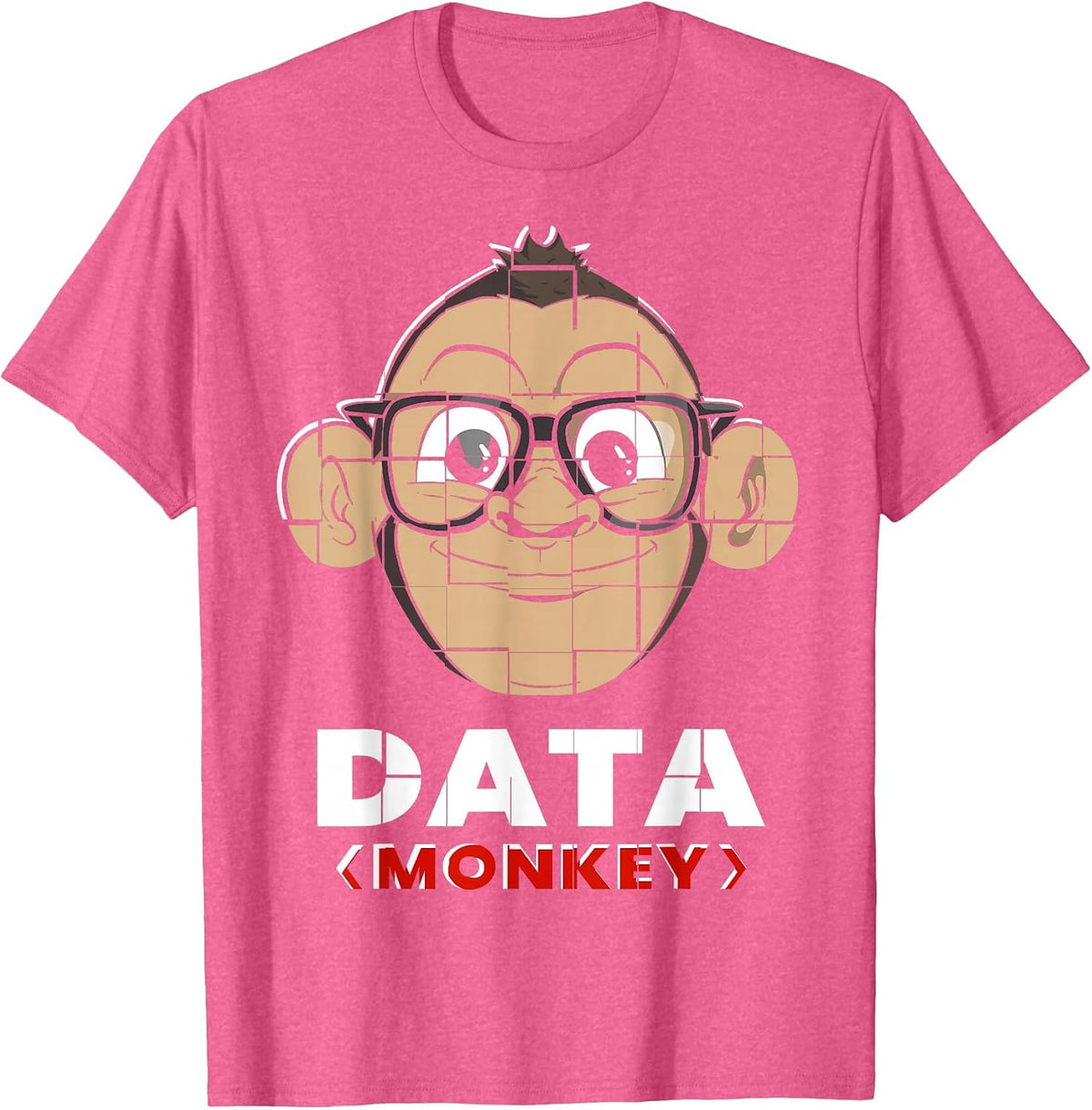 Data Monkey Data Evaluator Code Programmer T-Shirt - Pink Heather