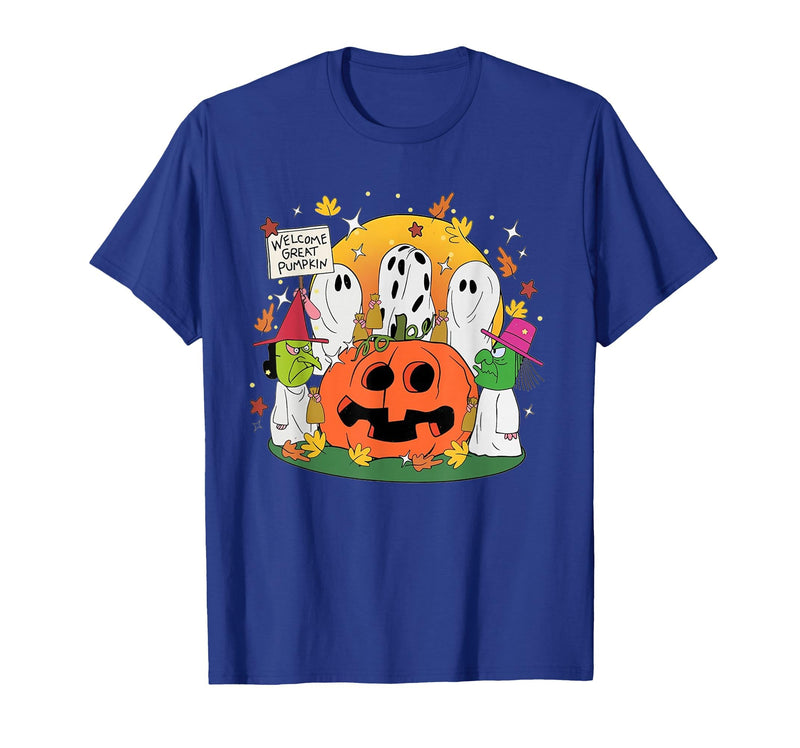 Funny Halloween gift tee Welcome Great Pumpkin Boo Witch Pumpkin Halloween T-Shirt - Royal Blue