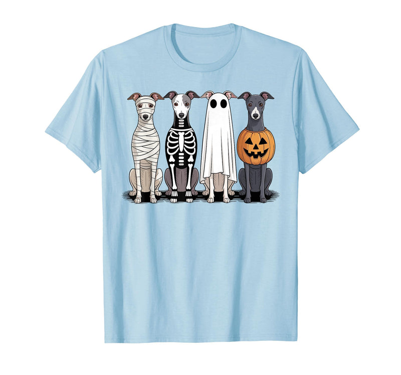 Funny Retro Italian Greyhound Dog Halloween Witch Spooky Ghost Italian Greyhound Pumpkin Halloween Skeleton T-Shirt - Baby