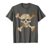 Halloween Designs. Pirate Flag Skull and Crossbones Skeleton Graphic Halloween T-Shirt - Asphalt Grey