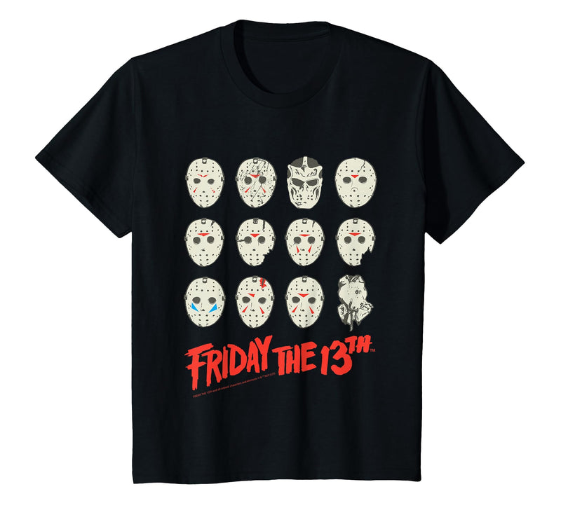 Friday The 13th Halloween Design Masks T-Shirt - Black