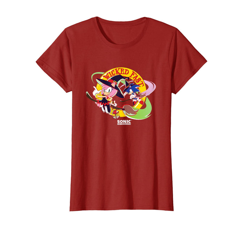 Sonic The Hedgehog Halloween Wicked Fast Witch Costumes T-Shirt - Cranberry Red