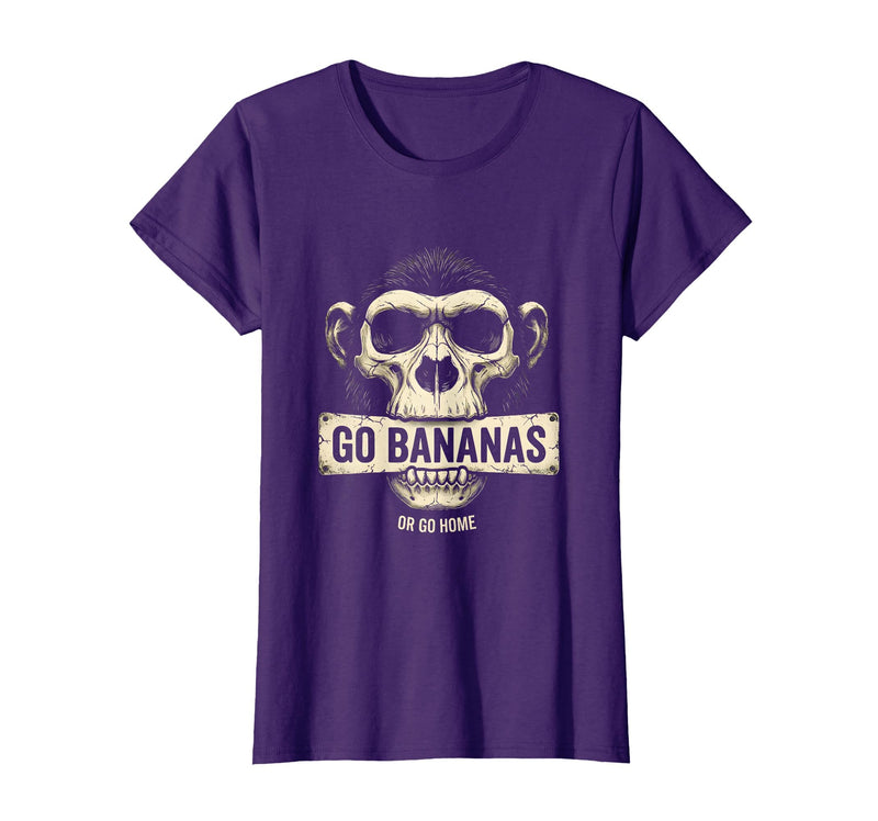 Mademark Go Bananas or Go Home Funny Monkey Design T-Shirt - Women - Purple