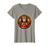 Mademark Monkey Pressing Big Red Button Funny Stupid Tee T-Shirt - Women - Slate Grey