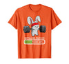 Bunny Gym Rabbit Weights Installing Muscles T-Shirt in Orange