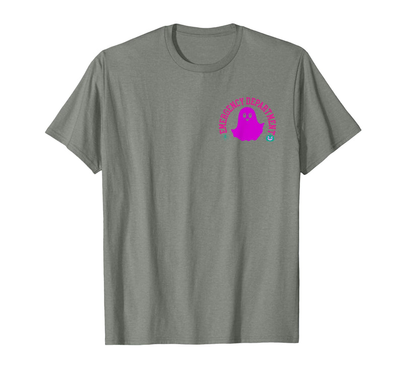 ER Nurse Halloween Pumpkin Emergency Department Spooky Emergency Department Ghost ER Nurse Halloween T-Shirt - Olive Heather