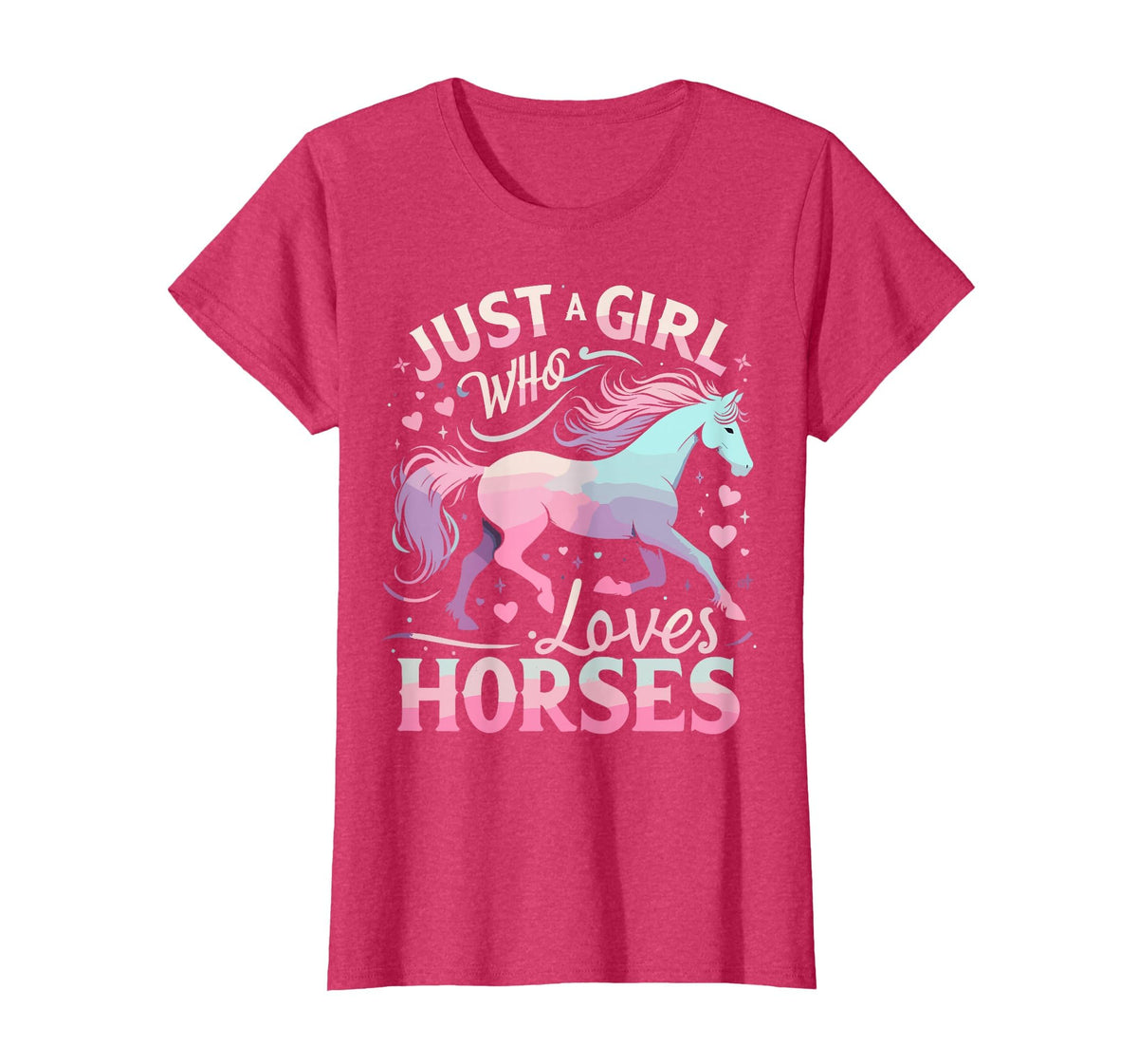 Funny Horse Lovers Just a Girl Who Loves Horses T-Shirt - Red Heather