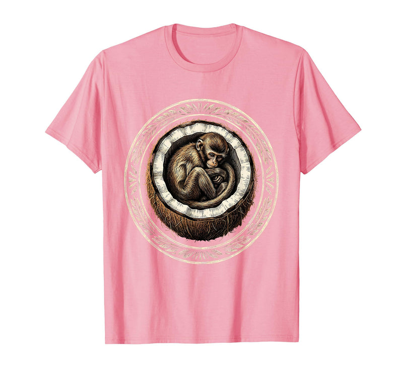 Mademark Cozy Monkey Curled in a Coconut Shell T-Shirt - Men - Pink