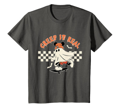 Halloween Creep it Real Vintage Ghost CKTEE2 Vintage Halloween Creep It Real Mouse Ghost Boy Fall Season T-Shirt