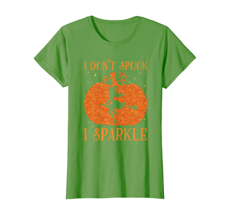 PDUS32 I Don't Spook I Sparkle Funny Halloween I Don't Spook I Sparkle Funny Halloween Girl Witch Pumpkin T-Shirt - Grass