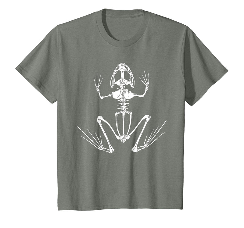Halloween Shirts Skeleton Frog Women Men Kids Skeleton Frog Lazy Halloween Costume Goth Amphibian Animal T-Shirt - Olive