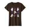 Halloween Music Teacher Ghost Music Lover Cute Ghost Cat Playing Musical Halloween Music Teacher T-Shirt - Brown