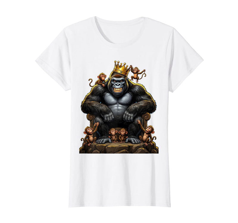 Mademark King Gorilla Dad Surrounded by Little Monkeys T-Shirt - Women - White