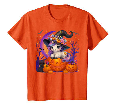 Cute Unicorn Halloween Costumes Shirts Girl Women Cute Witch Unicorrn Jack O Lantern Halloween Costumes Girls T-Shirt