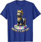 Bruh It's My Day Funny Llama Pinata Birthday Kids Party T-Shirt - Royal Blue