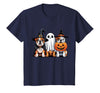 English Bulldog Halloween Funny Dog Lover Pumpkin Witch T-Shirt - Navy Blue