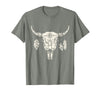 Buffalo Animals Gift Idea Bison Buffalo Skull Animal Design T-Shirt - Olive Heather