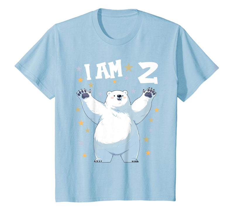2 years old 2nd birthday Polar Bear Kids 2 Years Old 2 Birthday Polar Bears Boy Girl Polar Bear T-Shirt - Baby Blue