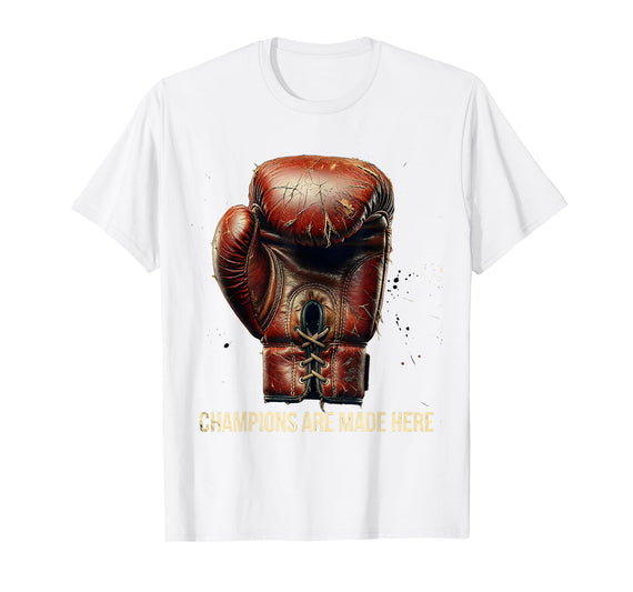 Mademark Champions Are Made Here Boxing Design T-Shirt - White