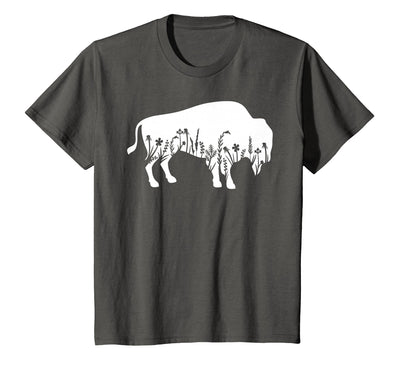 Bison Lover Buffalo Flower American Bison Animal Silhouette T-Shirt