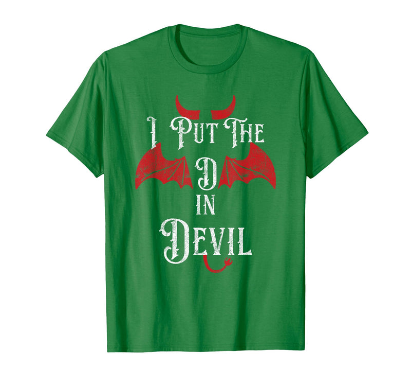 I Put the D in Devil Tees I Put the D in Devil Funny Halloween Matching Couple T-Shirt - Kelly Green