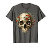 Mademark Elephant Skull Wildflower Bloom Graphic T-Shirt - Men - Asphalt Grey