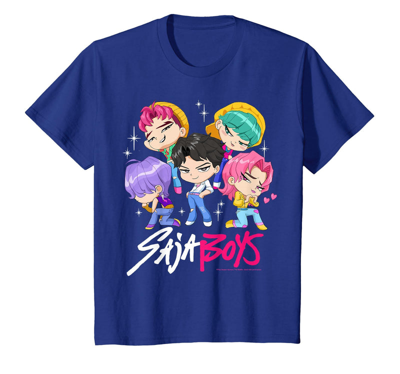Kpop Demon Hunters Saja Boys Chibi Band Group Shot T-Shirt - Royal Blue