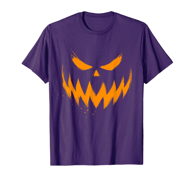 Vintage Jack o Lantern Halloween Tee Pumpkin Face Jack O Lantern Scary Carved Halloween Costume T-Shirt - Purple