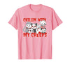 Chillin With My Creeps Apparel Chillin with My Creeps Cat Horror Killer Halloween Costume T-Shirt - Pink