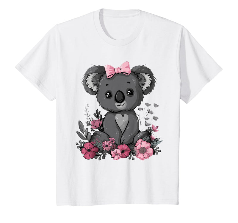 We Love Koalas - Kids Apparel Co. Koala Kawaii Koala Bear Pink Bow Flowers Girls Kids T-Shirt - White